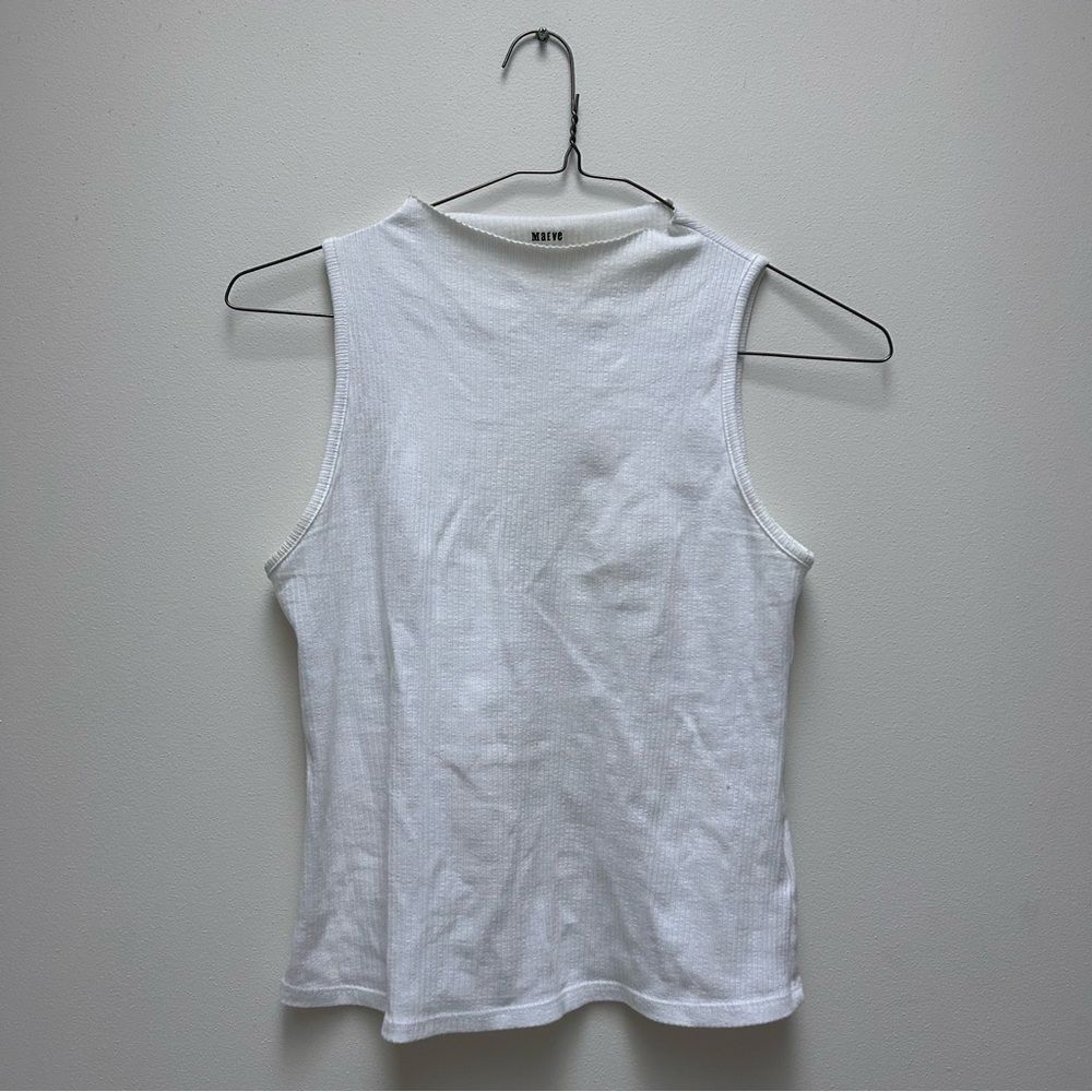 Anthropologie Maeve Simple Basics White Sleeveless Ribbed Tank Top